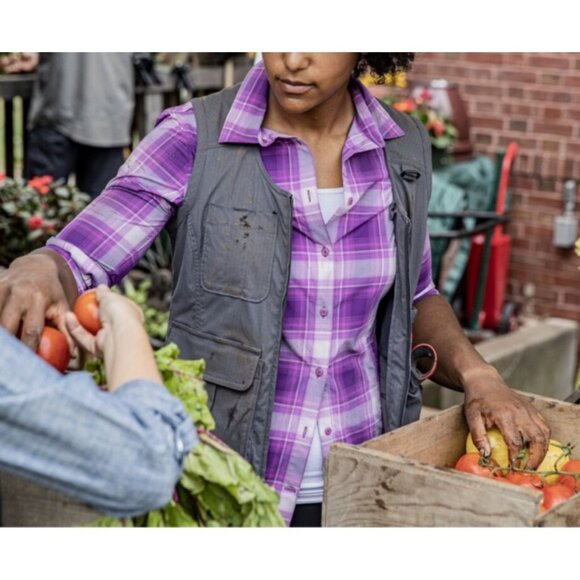 Duluth Shirt Womens Size Large Green Sidewinder Plaid Shirt Nylon Blend - Picture 12 of 14